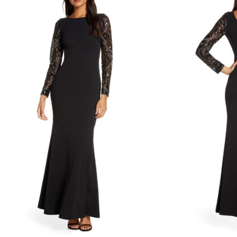 NWOT sequin sleeve gown